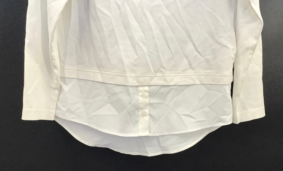 Athleta Women's White Gallery Top 2.0 Mixed Media Layered Shirt Tail Sz XS