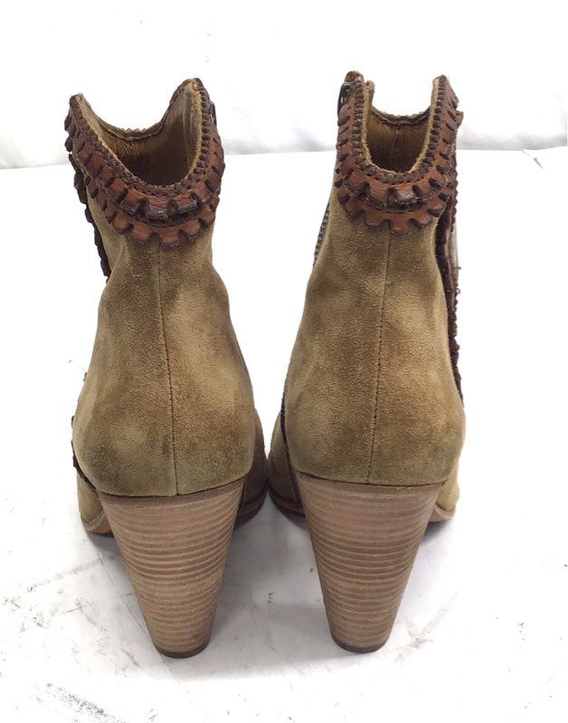 Frye Diana Tan Suede Whipstitch Ankle Booties Women's Size 7.5M
