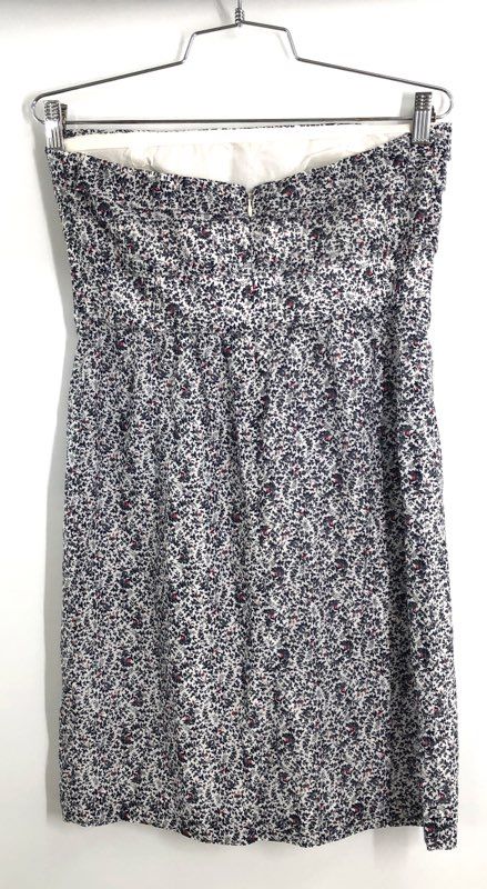 J.Crew Women's Strapless Floral Cotton Silk Blend Tiered Dress Blue NWT Sz 4