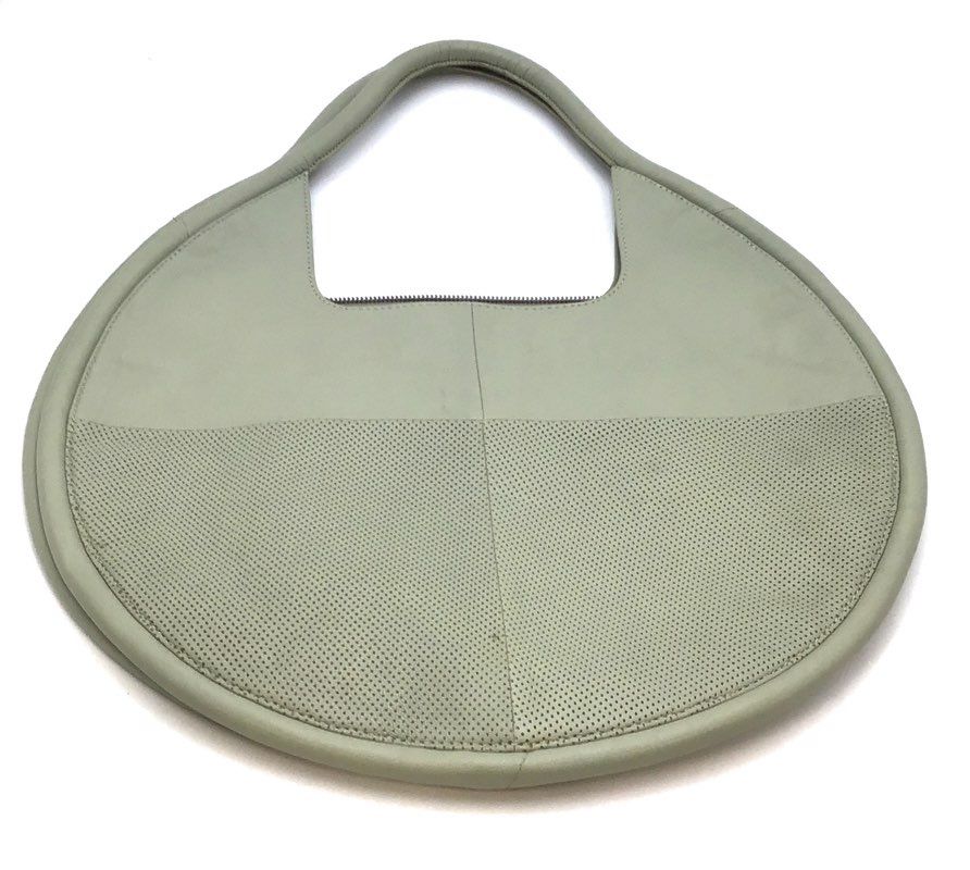 Anthropologie Sage Green Perforated Leather Circle Round Tote Bag Large Handbag