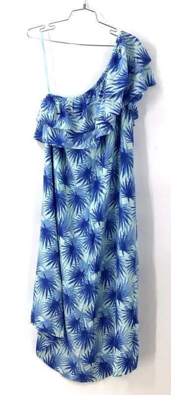NWT Vineyard Vines Women's Aquamarine Palm One Shoulder Maxi Dress - Size 6