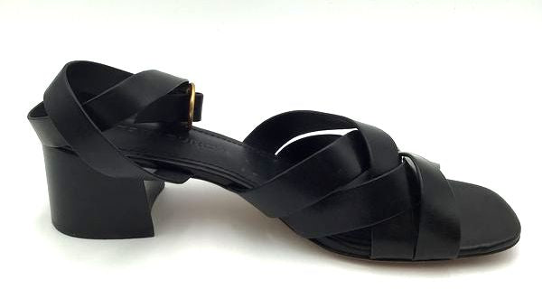 Tory Burch Black Leather 'City Heel' Ankle Strap Sandals-Size: 8.5 (+COA)