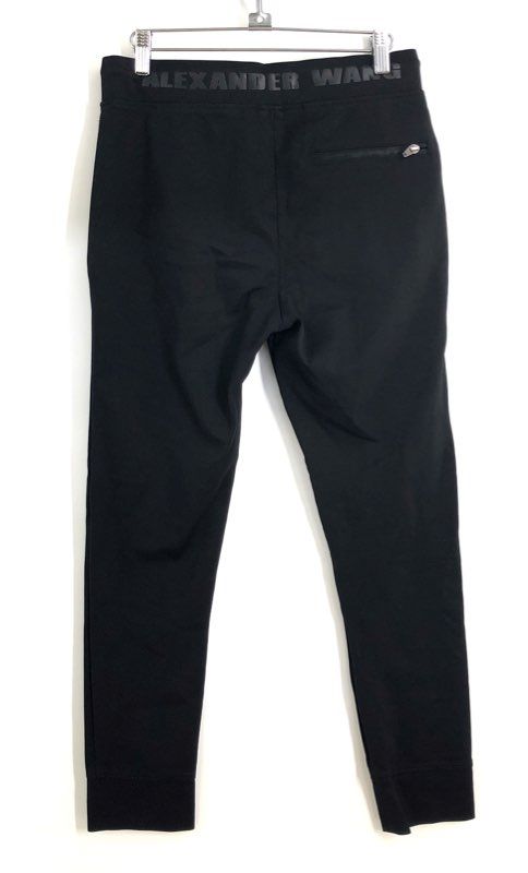 Alexander Wang Women's Black Tapered Jogger Sweatpants Zip Pockets Sz 40