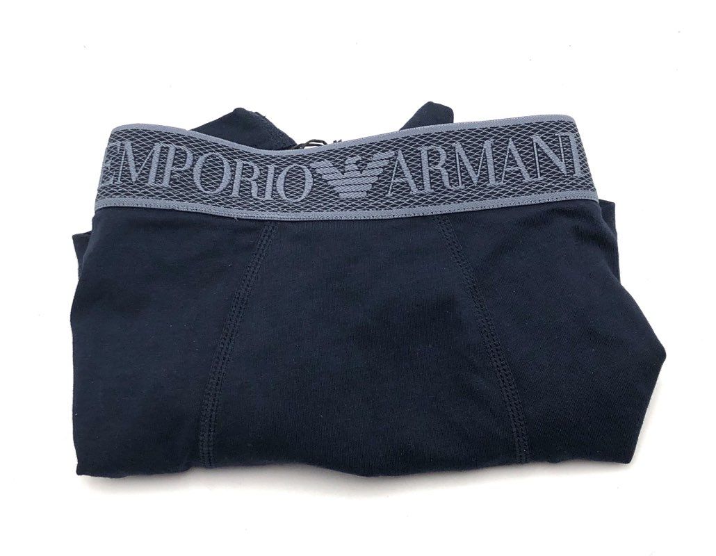 Emporio Armani Men's Navy Blue Logo Waistband Cotton Trunk Underwear Sz M NWT