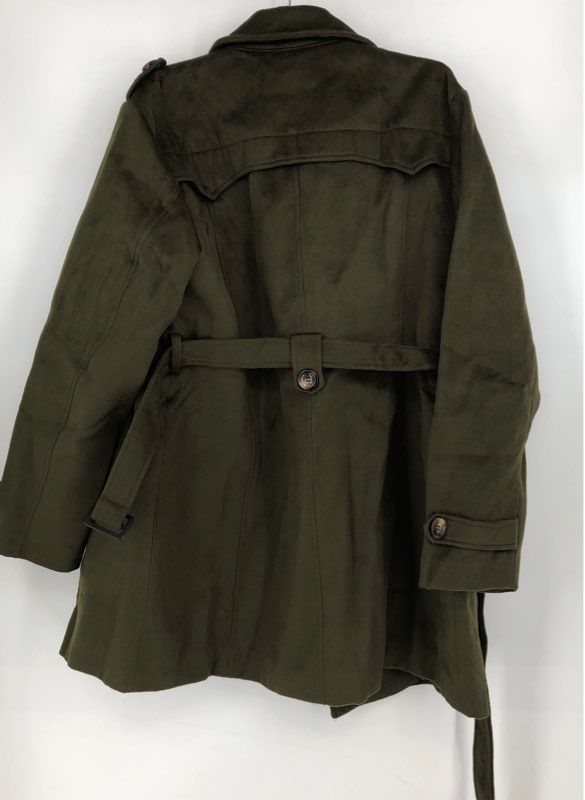 NWT Wantdo Women&#39;s Green Belted Collared Trench Coat - Size XL