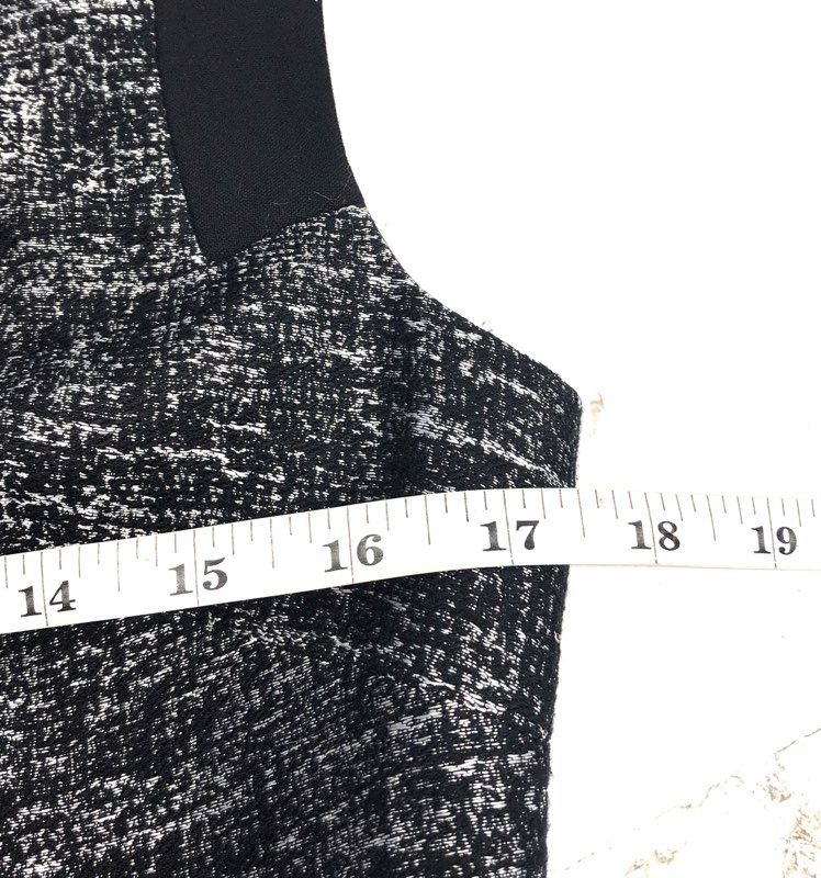 Ports Women's Black White Textured Tweed Panel Sleeveless Sheath Dress Sz 4