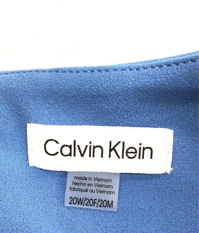 Calvin Klein Women's Blue Puff Sleeve Crepe Fit & Flare Dress NWT Sz 20W