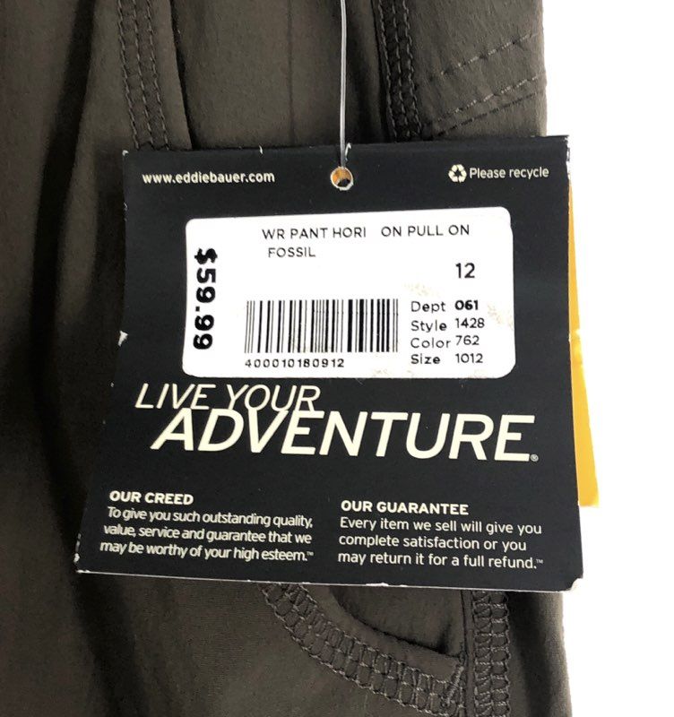 Eddie Bauer Women's Fossil Horizon Pull On Technical Hiking Pants NWT Sz 12