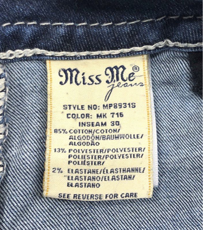 Miss Me Women's Dark Wash Skinny Jeans Embellished Pockets Stretch Sz 31
