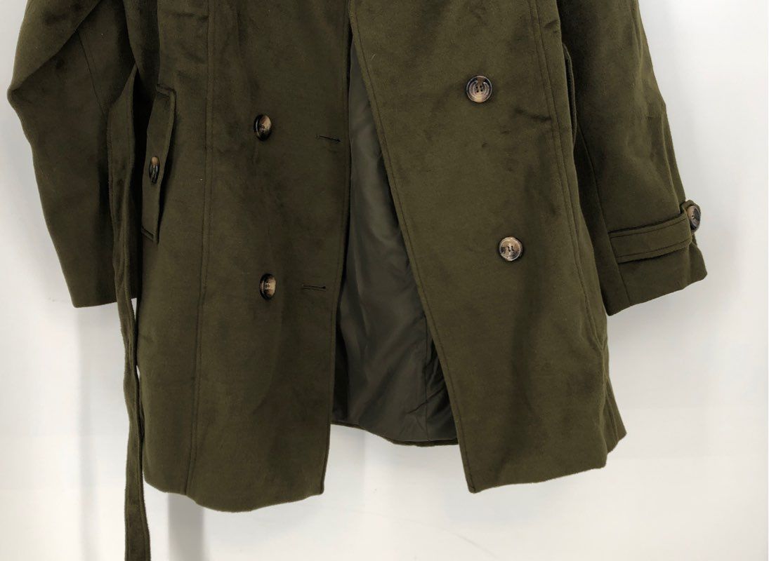 NWT Wantdo Women&#39;s Green Belted Collared Trench Coat - Size XL