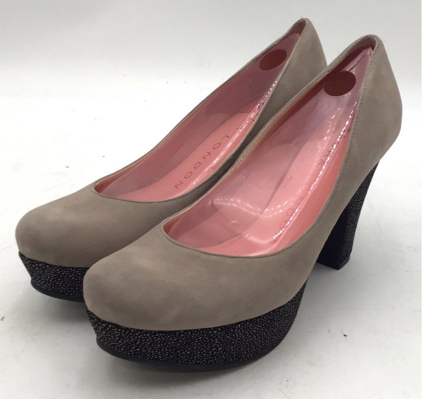 Sacha London Ebony Fango Suede Caviar Platform Pumps Heels Women's Size 8.5