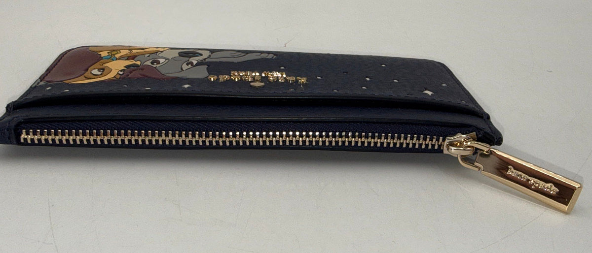 Kate Spade Disney Lady and the Tramp Navy Blue Saffiano Leather Card Case Wallet