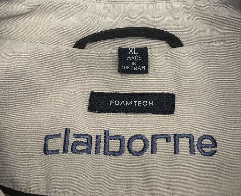 Claiborne Men's Tan Foam Tech Zip Harrington Jacket Windbreaker Size XL