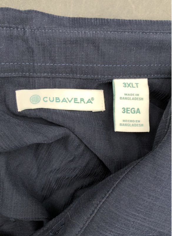 NWT Cubavera Men's Navy Blue Button-Up Shirt - Size 3XLT