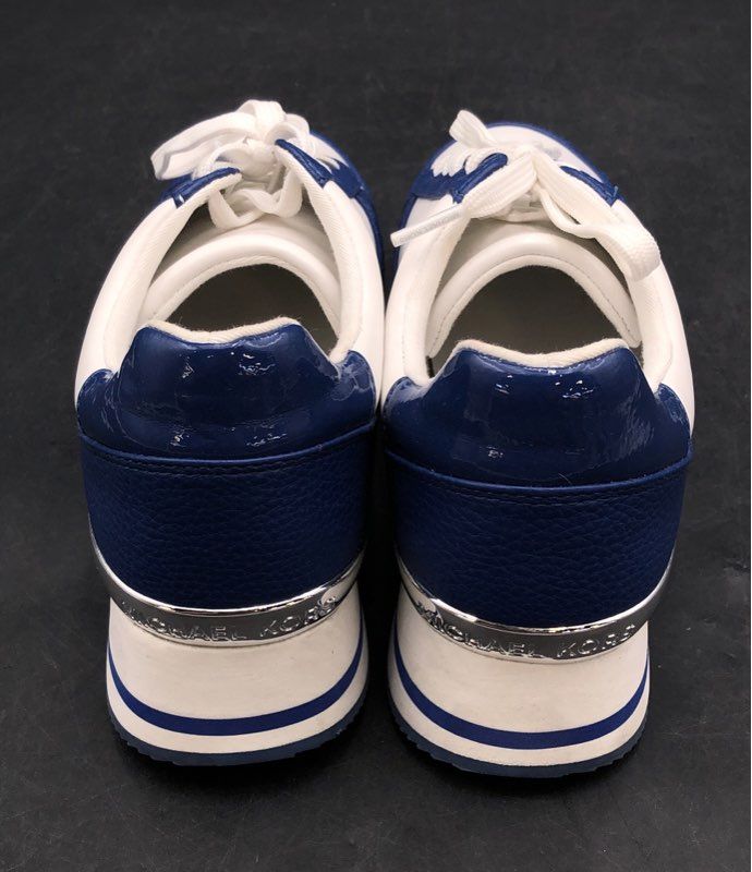 Michael Kors Billie Trainer Blue White Pebbled Sneakers Women's Size 7.5