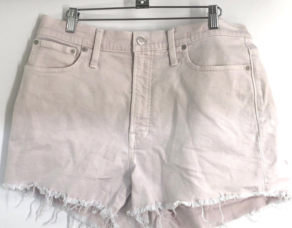Madewell Women's Denim Shorts Blush Pink High Rise Raw Hem Frayed Stretch