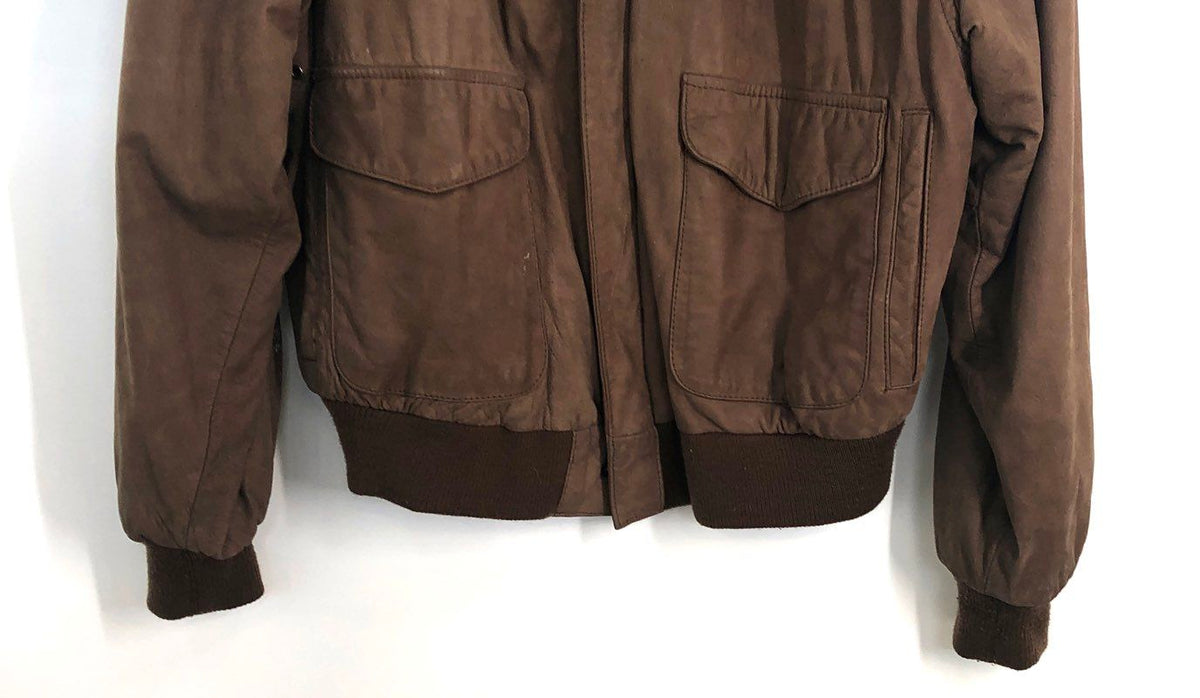 Vintage 90s G-III Global Identity Men's Brown Leather Bomber Jacket Sz L