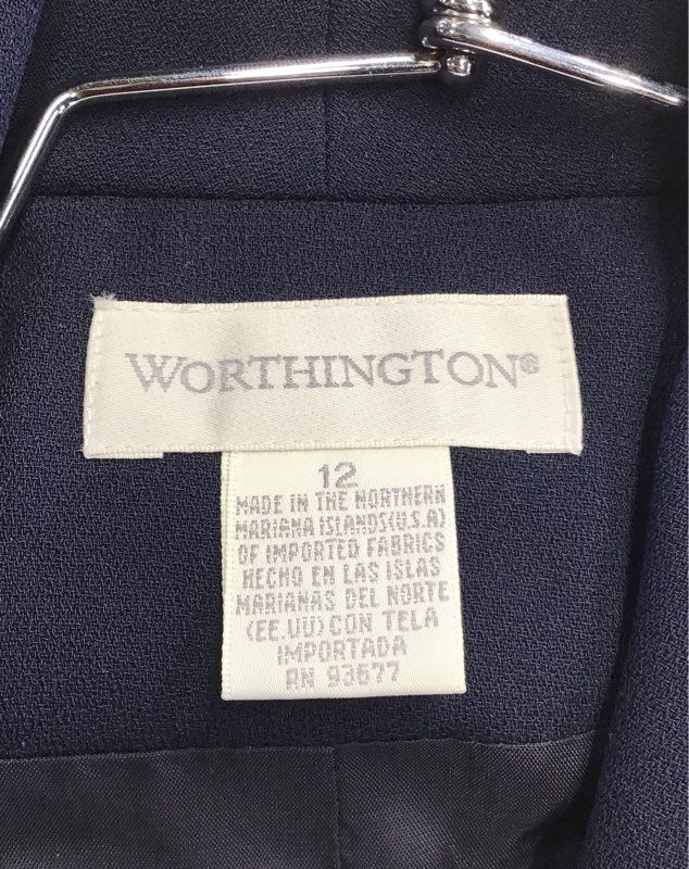 NWT Worthington Women&#39;s Navy Blue Shawl Collar Single-Breasted Blazer - Size 12