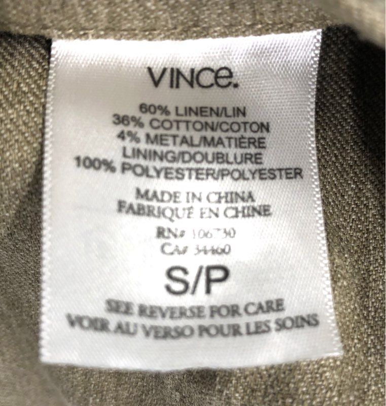 Vince Men's Tan Melange Italian Linen Cotton Blend Two Button Blazer Sz S