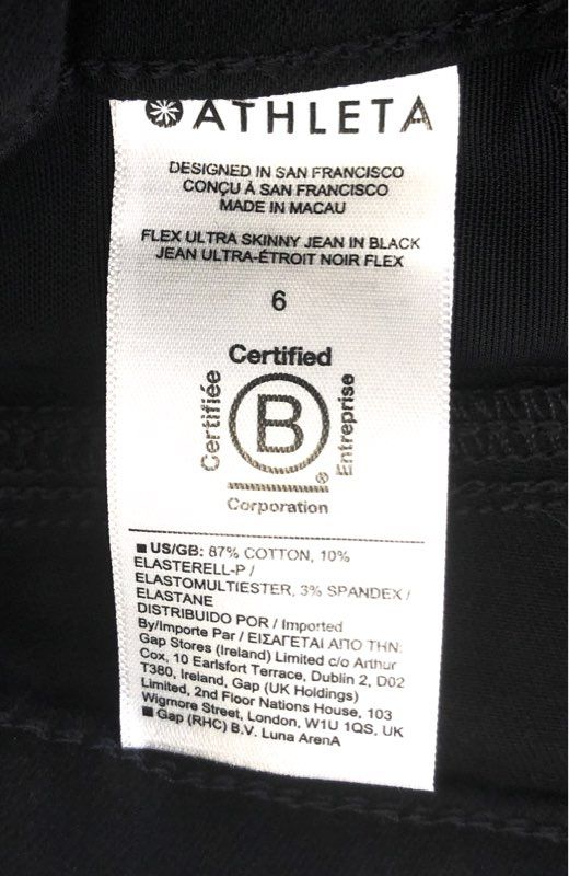 Athleta Women's Flex Ultra Skinny Jean Black High Rise Stretch Denim Sz 6