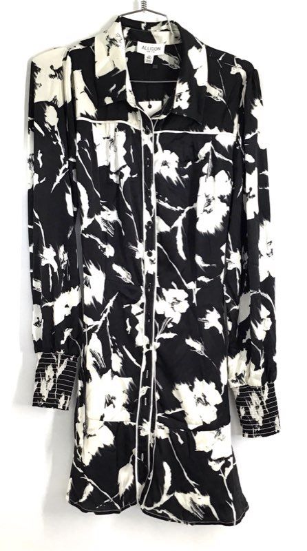 Allison New York Women's Dylan Mini Dress Black Ivory Floral NWT Sz L