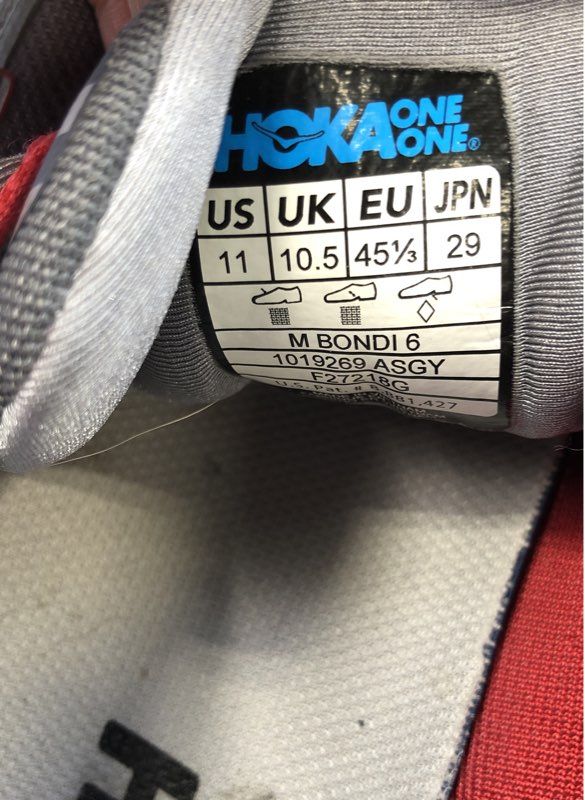 Hoka One One Men's Bondi 6 Gray Athletic Shoes - Size 11