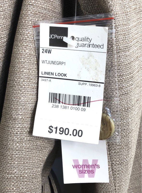 Worthington Women's Cream Linen Look Belted Blazer Jacket Sz 24W NWT