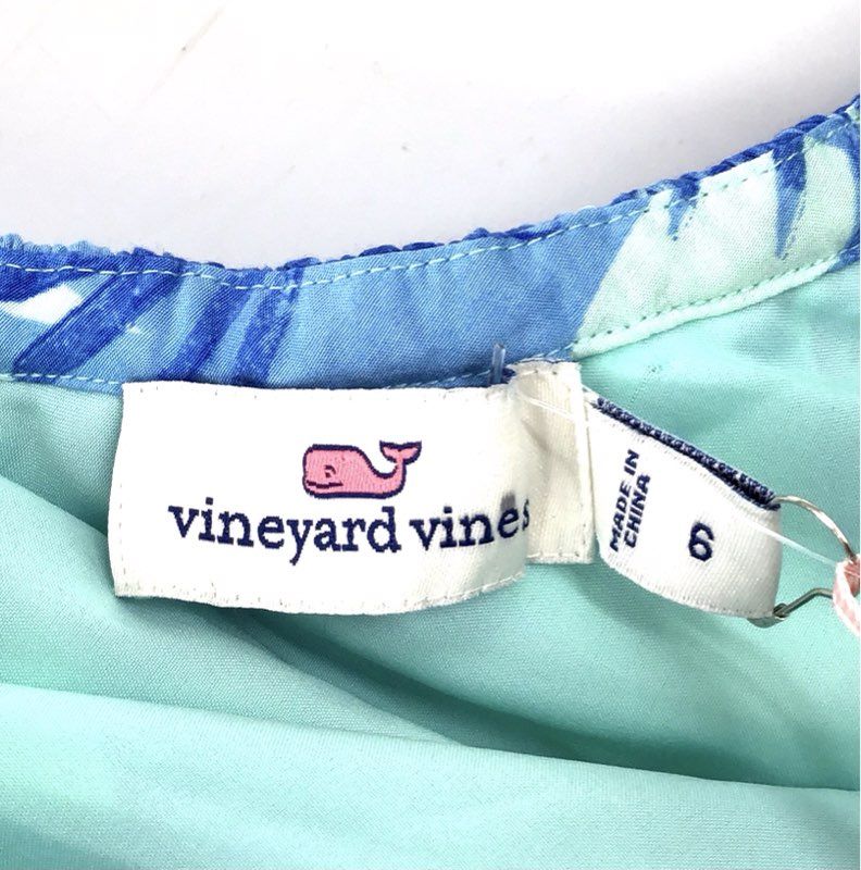NWT Vineyard Vines Women's Aquamarine Palm One Shoulder Maxi Dress - Size 6
