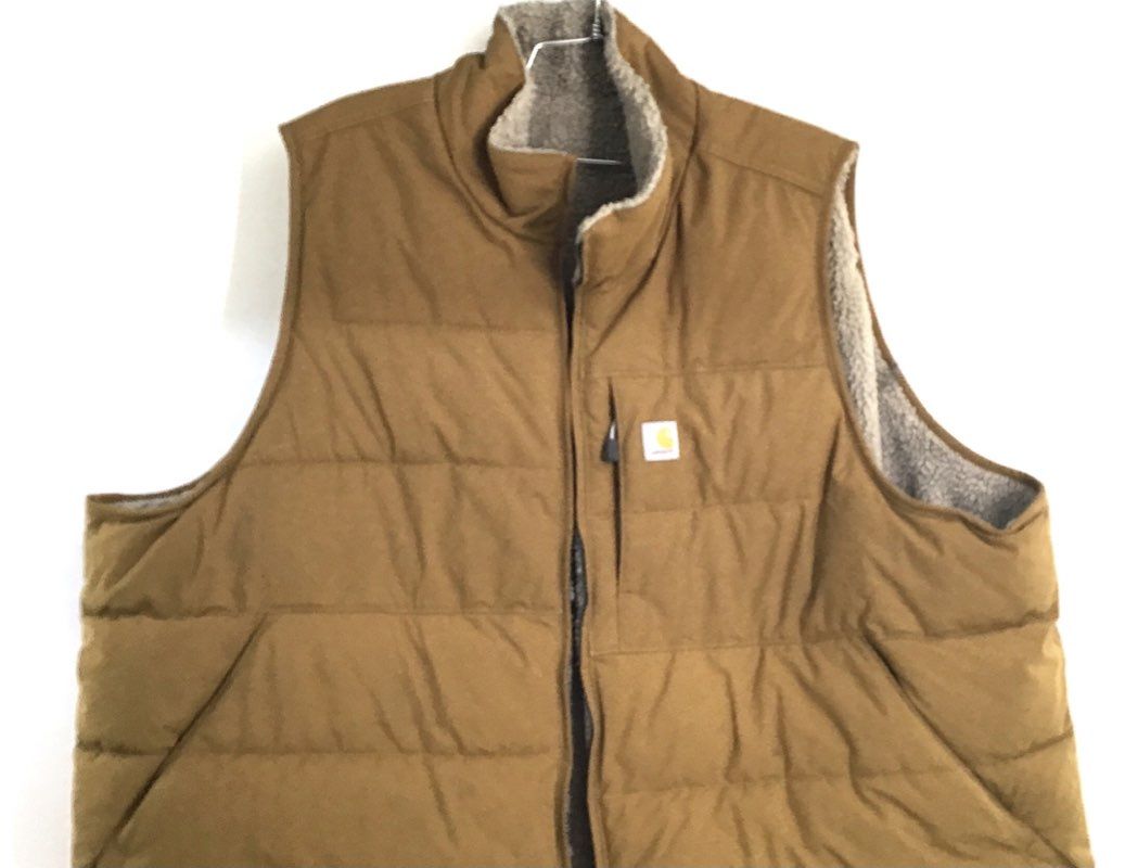 Carhartt Men's Brown Sherpa Lined Mock Neck Quilted Full Zip Vest XL