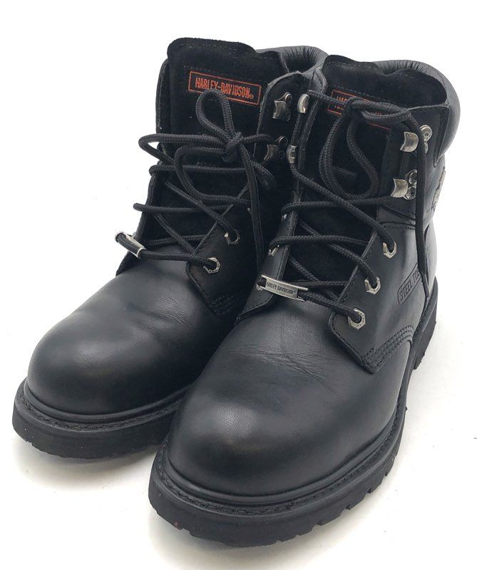 Vintage 90s Harley Davidson 91015 Black Leather Steel Toe Boots Size 10.5