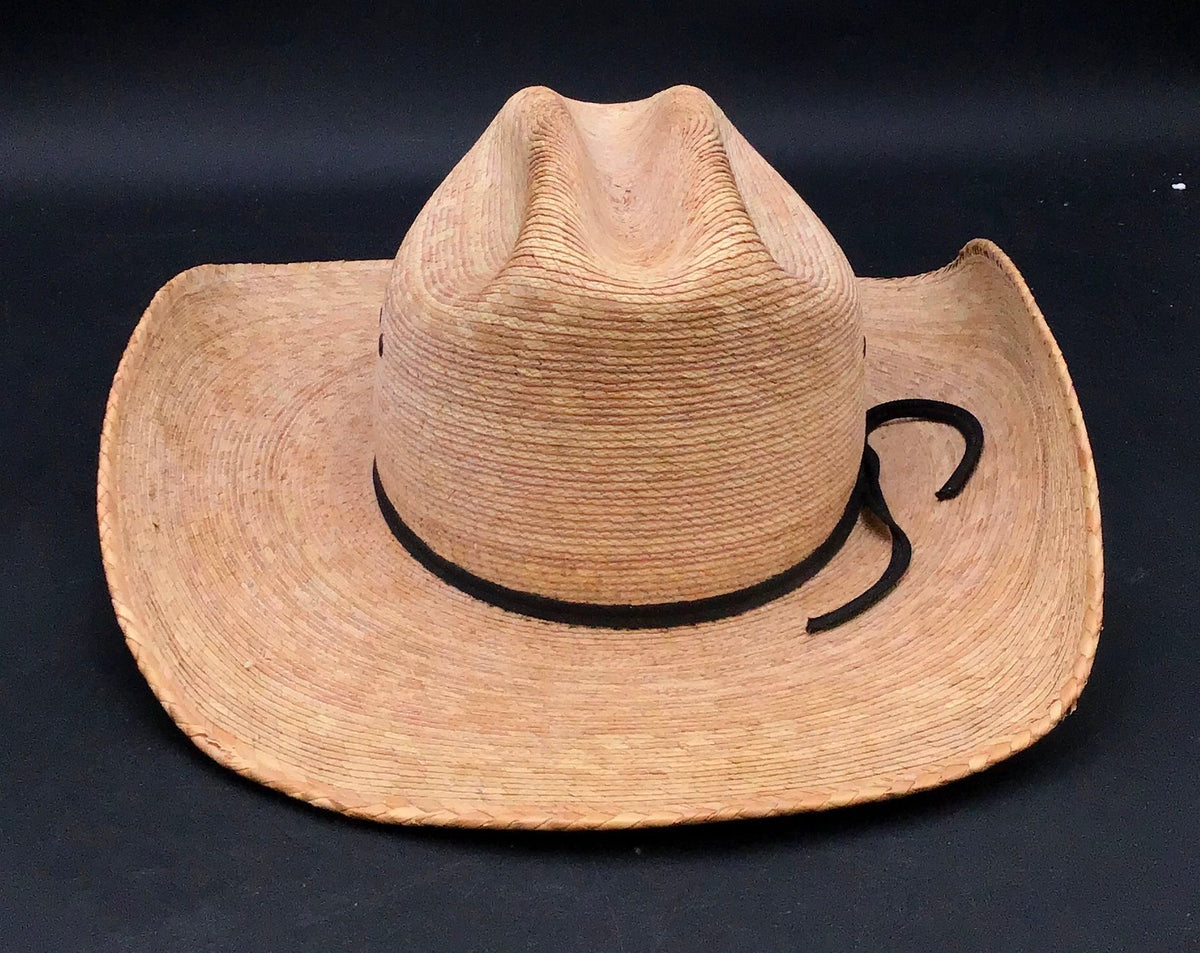 Tan Straw Vented Cowboy Hat Wide Brim Western Cattleman Unisex Size 7 1/8 57