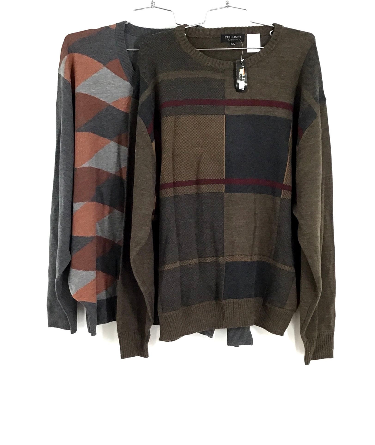 NWT Cellinni Collezione Brown Gray Pullover Sweater - Size 2XL