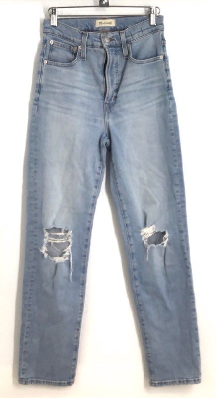 Madewell Women's The Perfect Vintage Straight Jeans Light Wash Distressed Sz 25