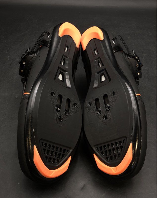 New Aicall ACC0040 Road Cycling Bike Shoes Black Orange Mens Size 9.5 DS