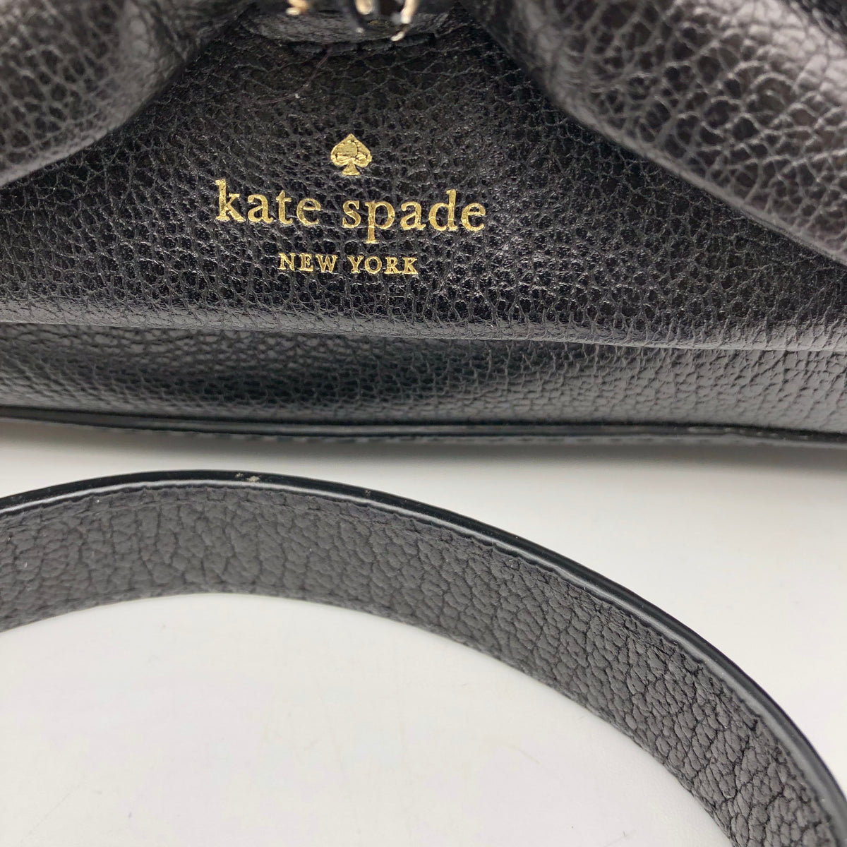 Kate Spade Black Leather Millie Bow Crossbody Bag Gold Hardware COA