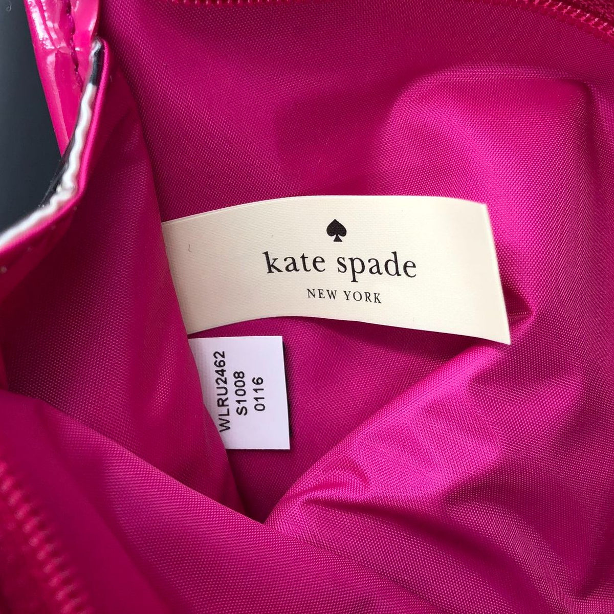 Kate Spade Heddy White/Black Bow Print Cosmetics Pouch w/ Pink Trim &amp; Tag (+COA)