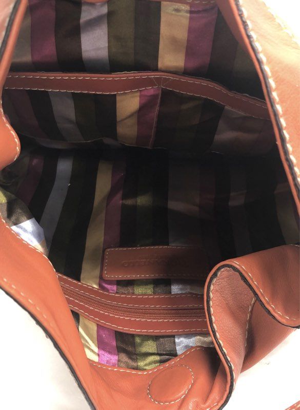 Tignanello Orange Pebbled Leather Shoulder Bag Braided Detail Hobo Purse