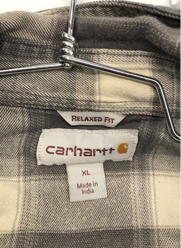 Carhartt Relaxed Fit Fleece Lined Plaid Rugged Flex Shirt Jacket Gray Sz XL