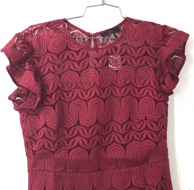 Trina Turk Women's Coralline Dress Red Lace Flutter Sleeve NWT Sz 8