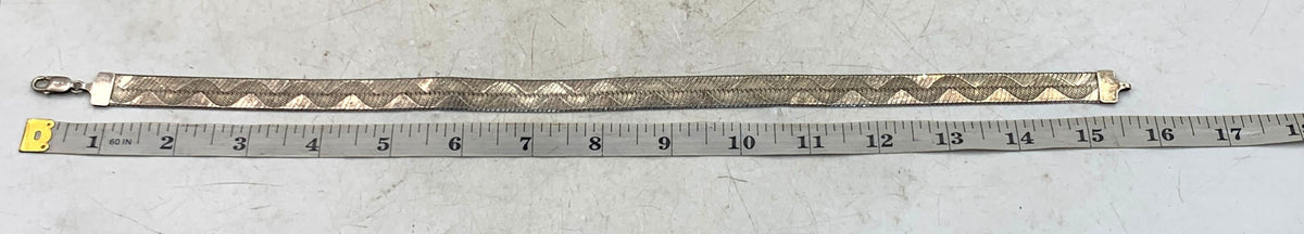 Sensational Sterling (.925) Silver 15.5" Herringbone 13mm Necklace 15.2g