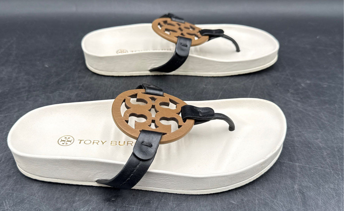 Tory Burch Mini Miller Jelly Platform Thong Sandals White Black Tan Size 4.5