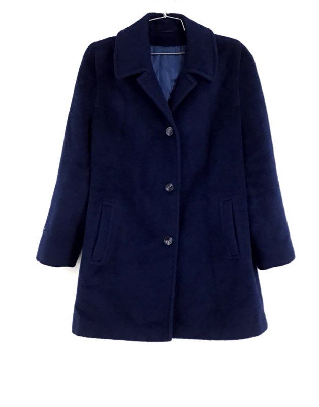 Forstmann Women&#39;s Blue Wool Notch Lapel Trench Coat - Size Measured