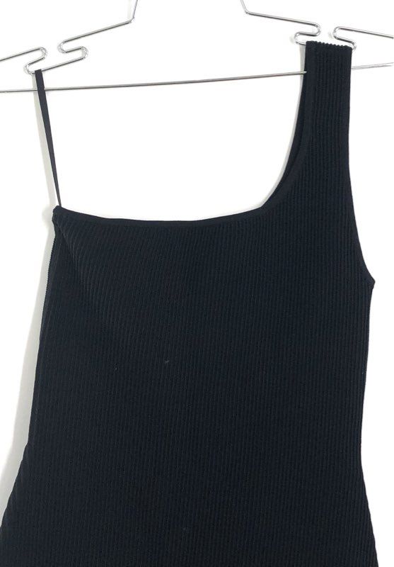 Babaton Women's Black One Shoulder Ribbed Knit Sculpt Mini Dress Sz S