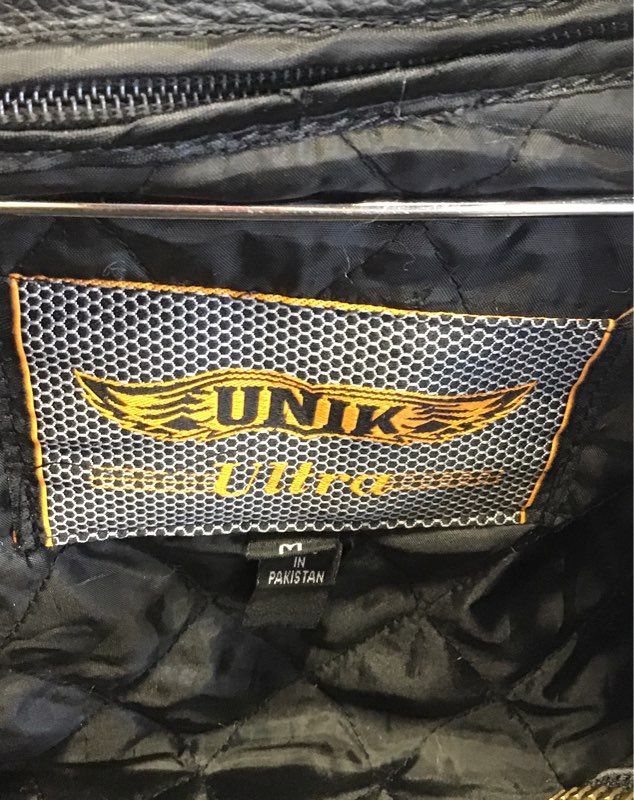 UNIK Men&#39;s Black Motorcycle Jacket - Size Medium