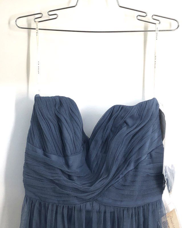 After Six Demetrios Women's Blue Lark Soft Tulle Strapless Gown Dress NWT Sz 14