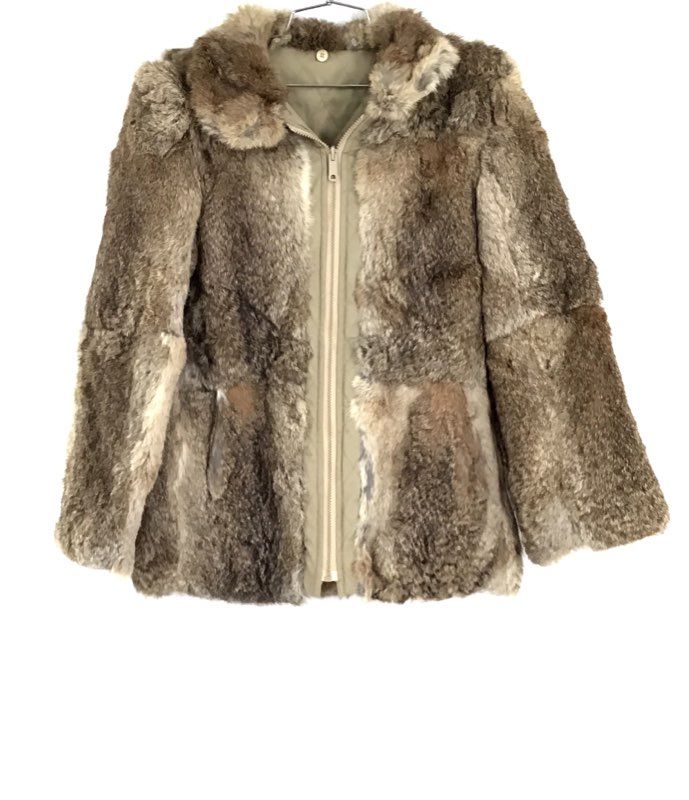 Women&#39;s Brown Reversible Rabbit Fur Jacket - Size Large