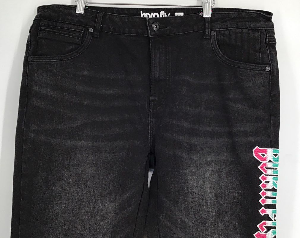 NWT Born Fly Men&#39;s Black Dark Wash Straight Jeans - Size 38