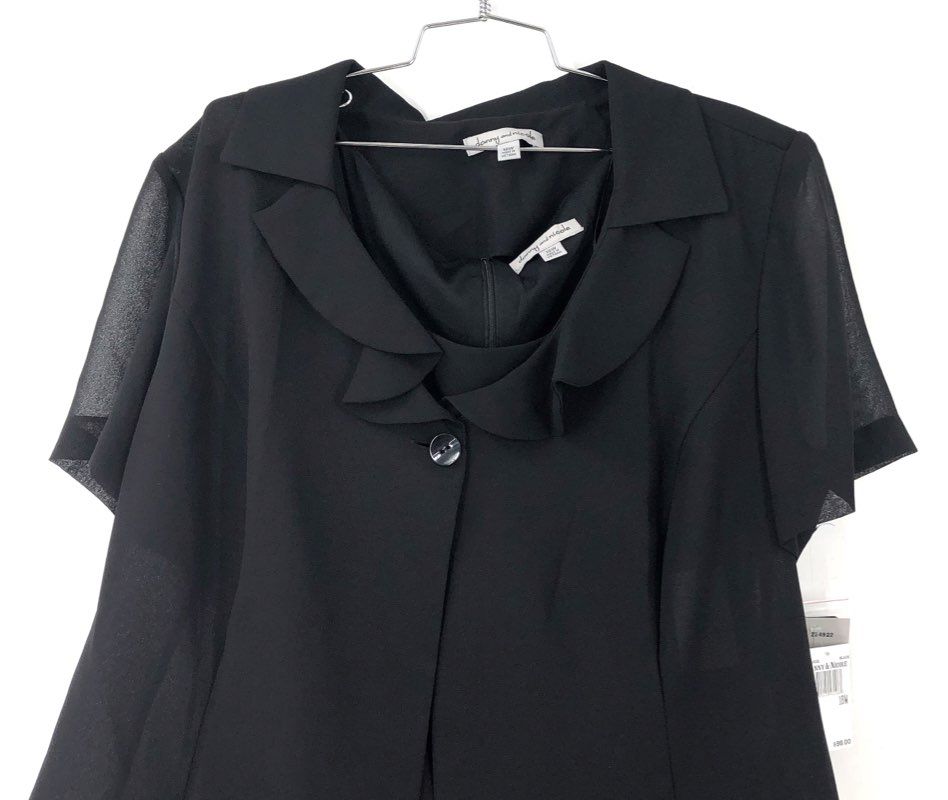 NWT Danny & Nicole Women's Black A-Line Dress W/Jacket 2-Piece Set - Size 18W