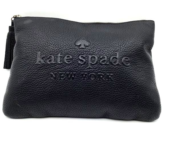 Kate Spade Black Leather Logo Clutch (+COA)