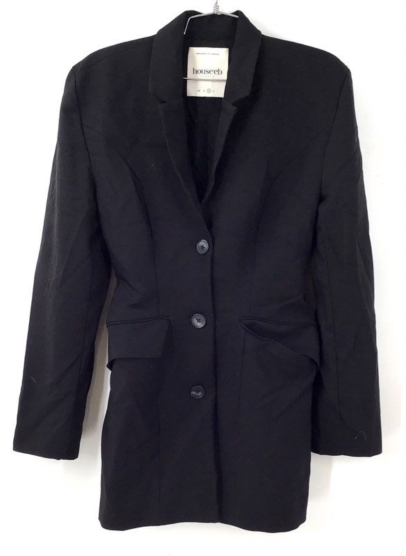 House of CB Women's Black Charmaine Power Shoulder Blazer Dress Coat Size M